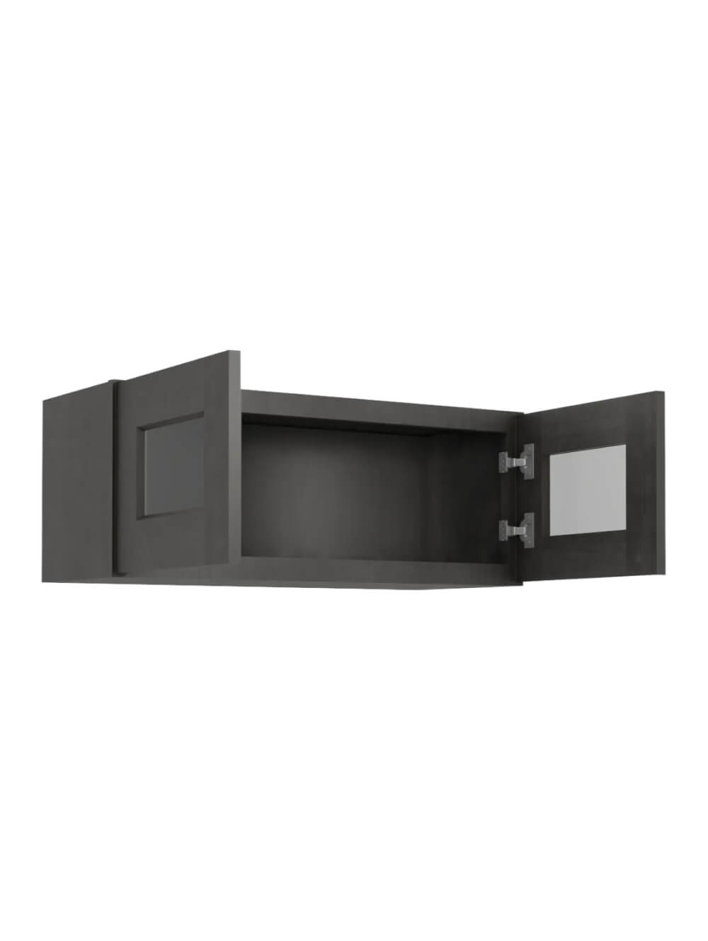 SCN-W3012GD: Shaker Cinder 30″ Glass Door Wall Stacker Cabinet Double Door 12″ H