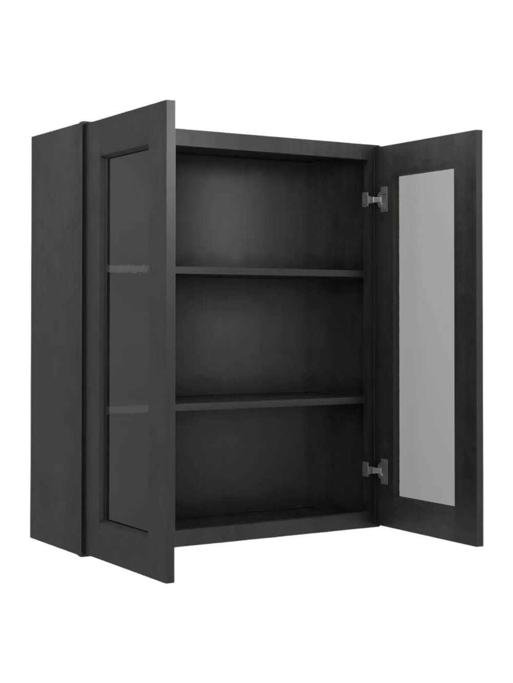 SCN-W3036GD: Shaker Cinder 30″ Glass Door Wall Cabinet Double Door 36″ Tall