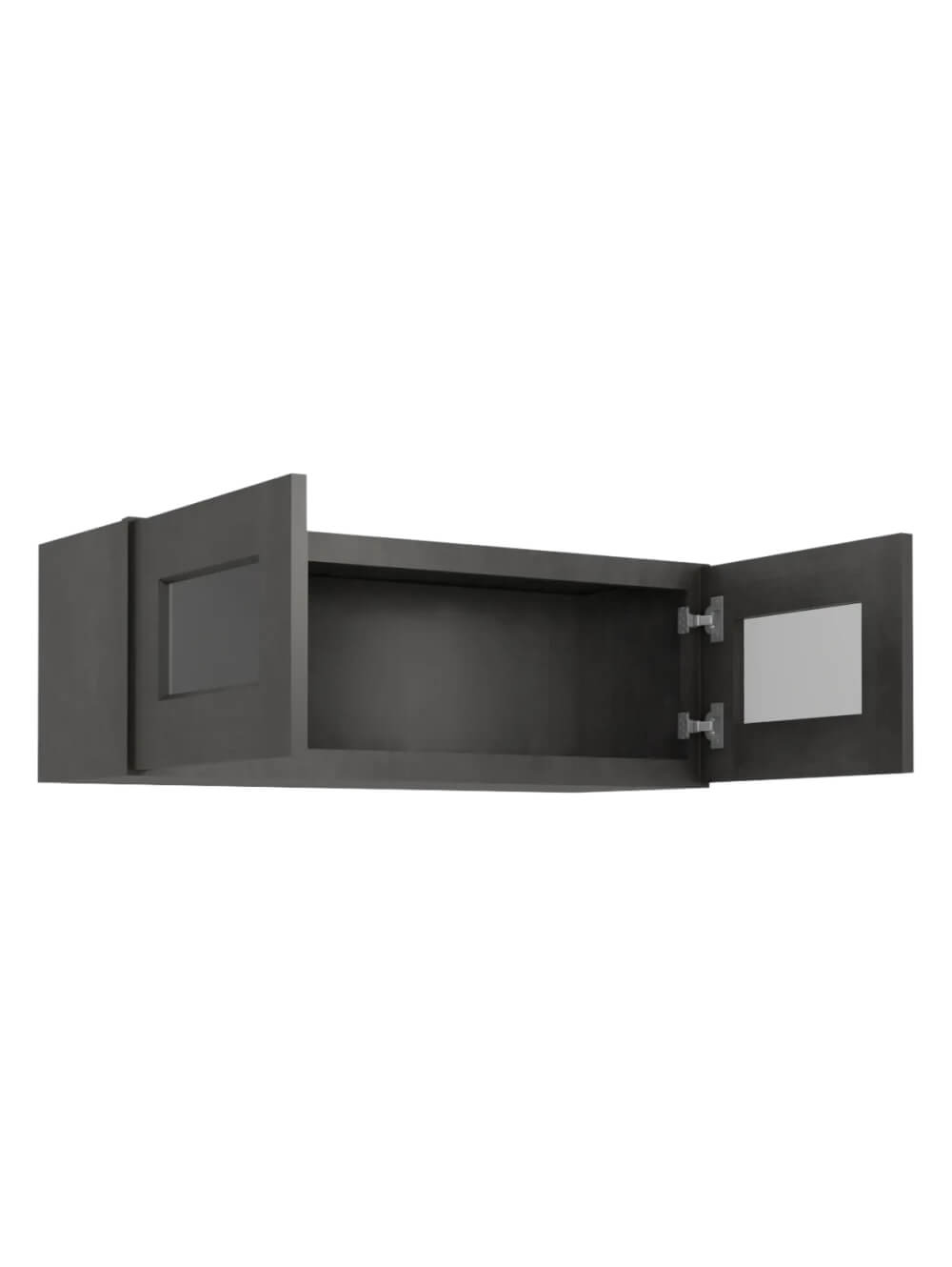 SCN-W3312GD: Shaker Cinder 33″ Glass Door Wall Stacker Cabinet Double Door 12″ H