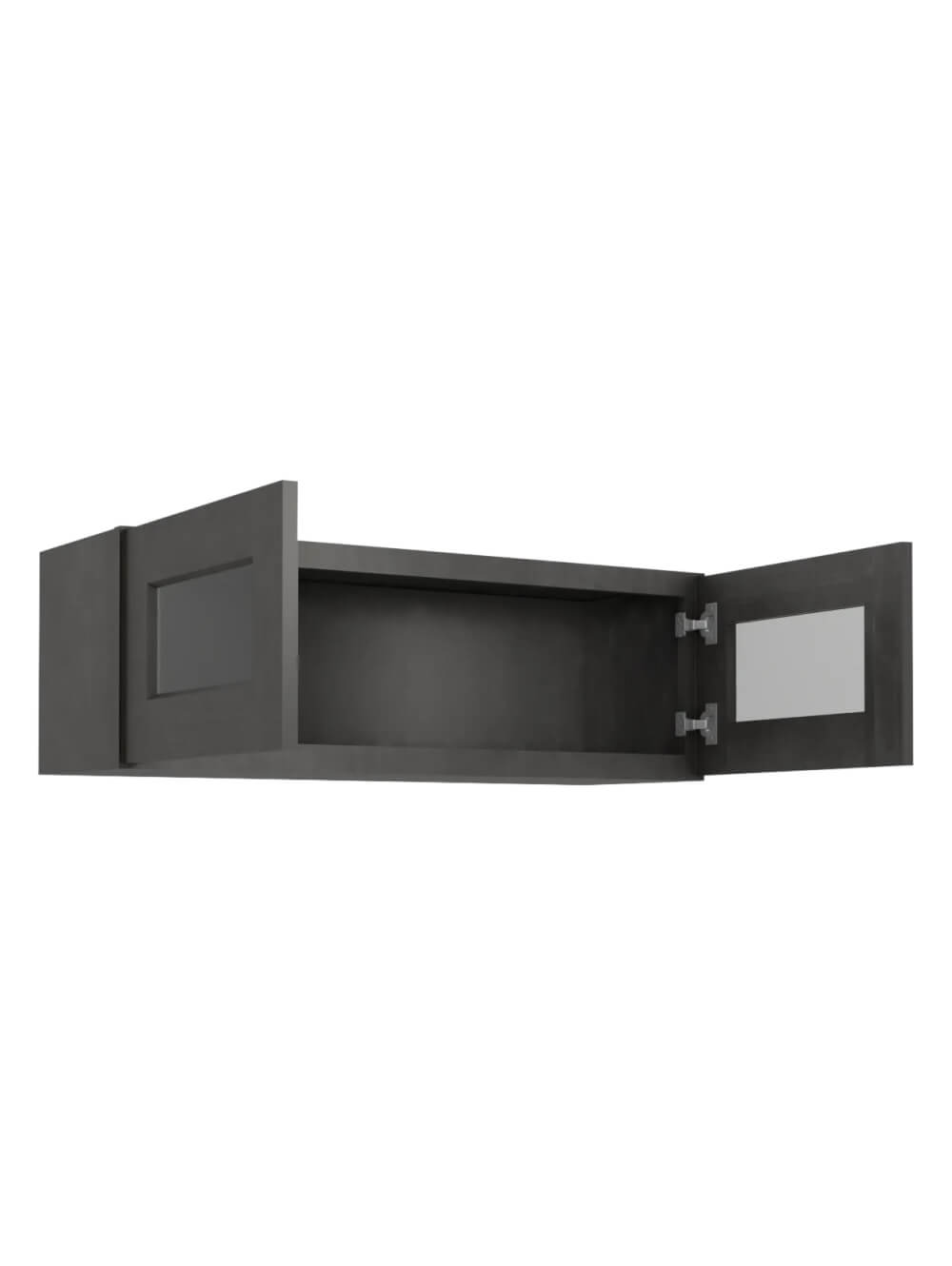 SCN-W3612GD: Shaker Cinder 36″ Glass Door Wall Stacker Cabinet Double Door 12″ H
