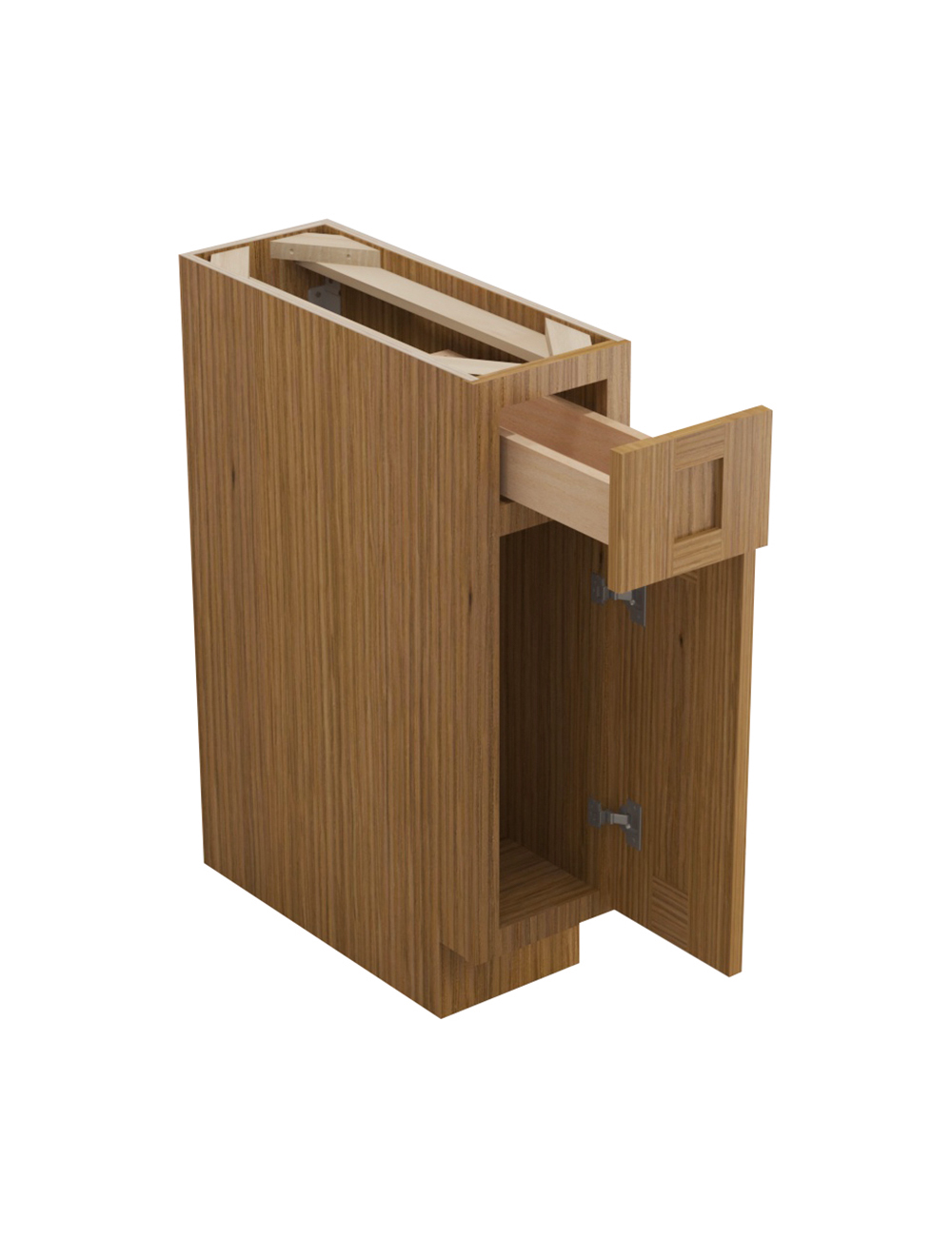 AR-B09: Woodland Brown Shaker 9″ 1 Drawer 1 Door Base Cabinet
