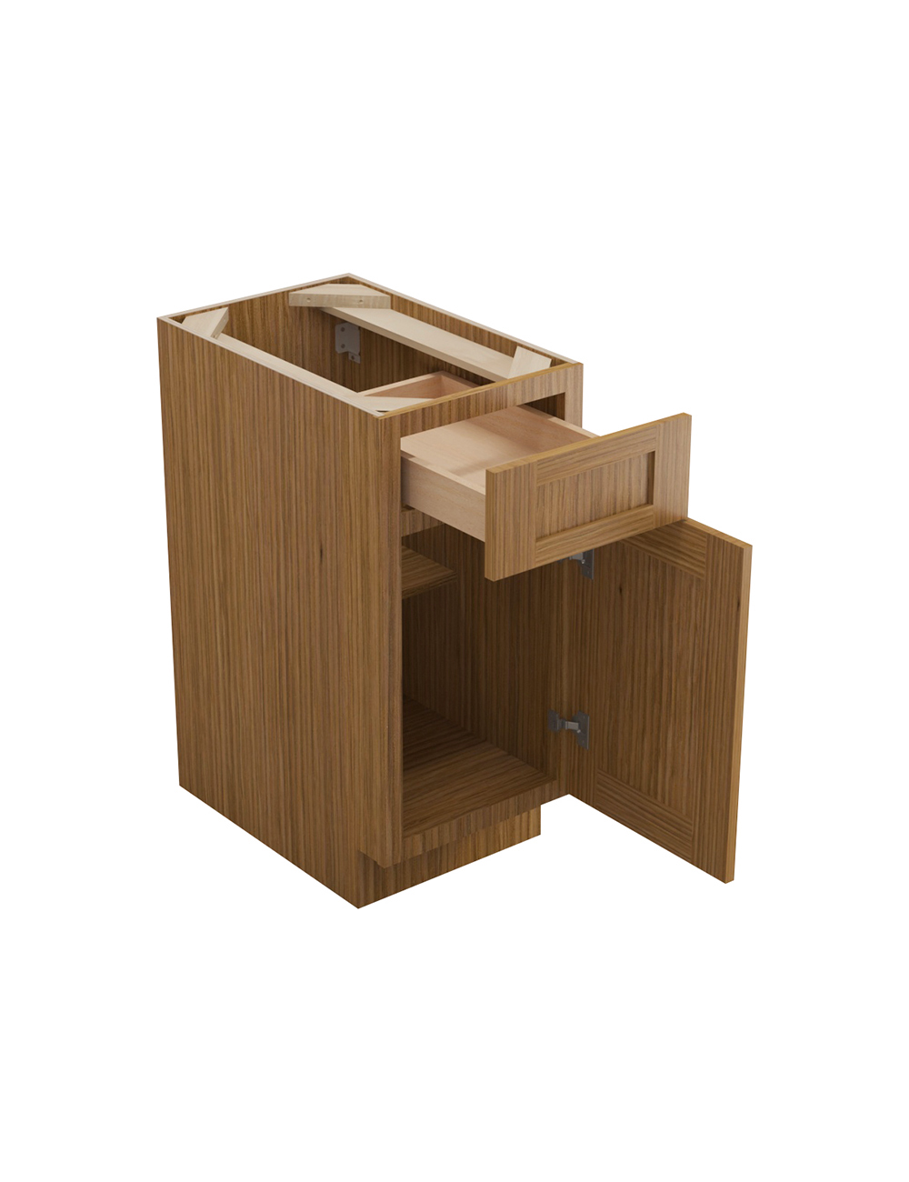 AR-B15: Woodland Brown Shaker 15″ 1 Drawer 1 Door Base Cabinet