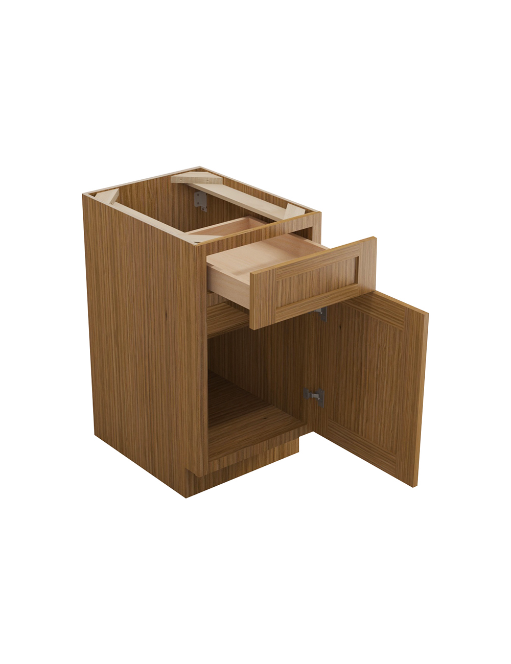 AR-B18: Woodland Brown Shaker 18″ 1 Drawer 1 Door Base Cabinet