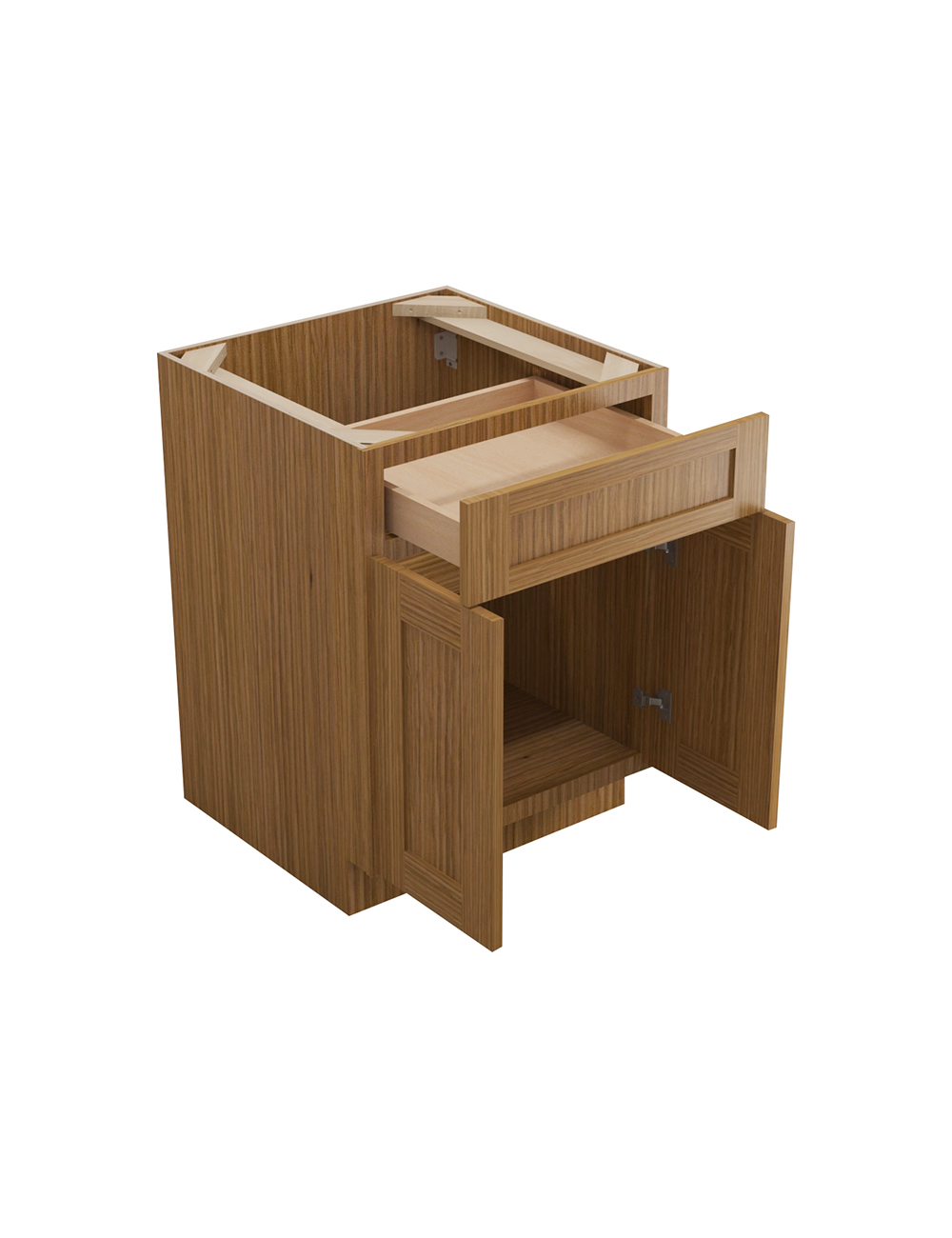 AR-B24B: Woodland Brown Shaker 24″ 1 Drawer 2 Door Base Cabinet