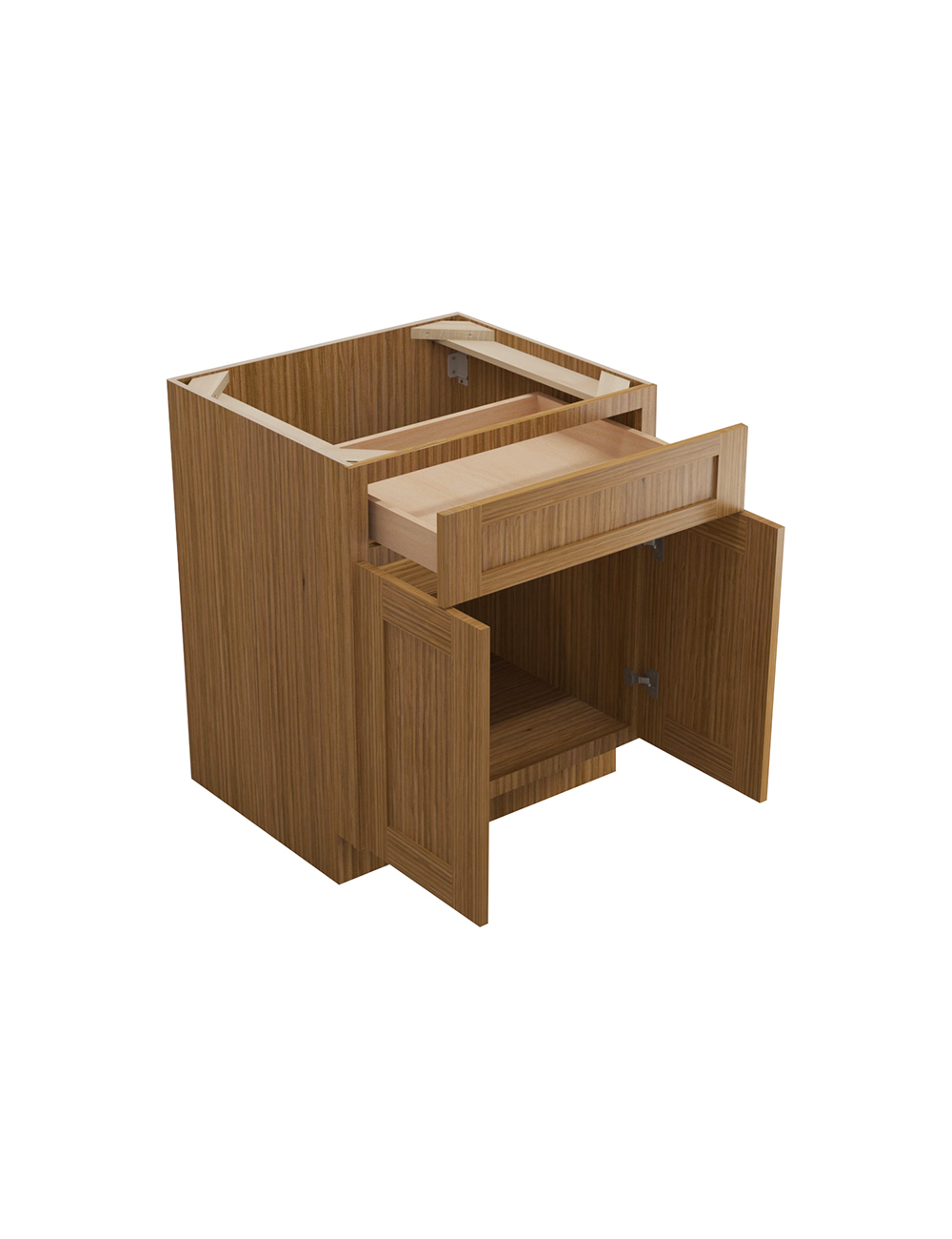 AR-B27B: Woodland Brown Shaker 27″ 1 Drawer 2 Door Base Cabinet