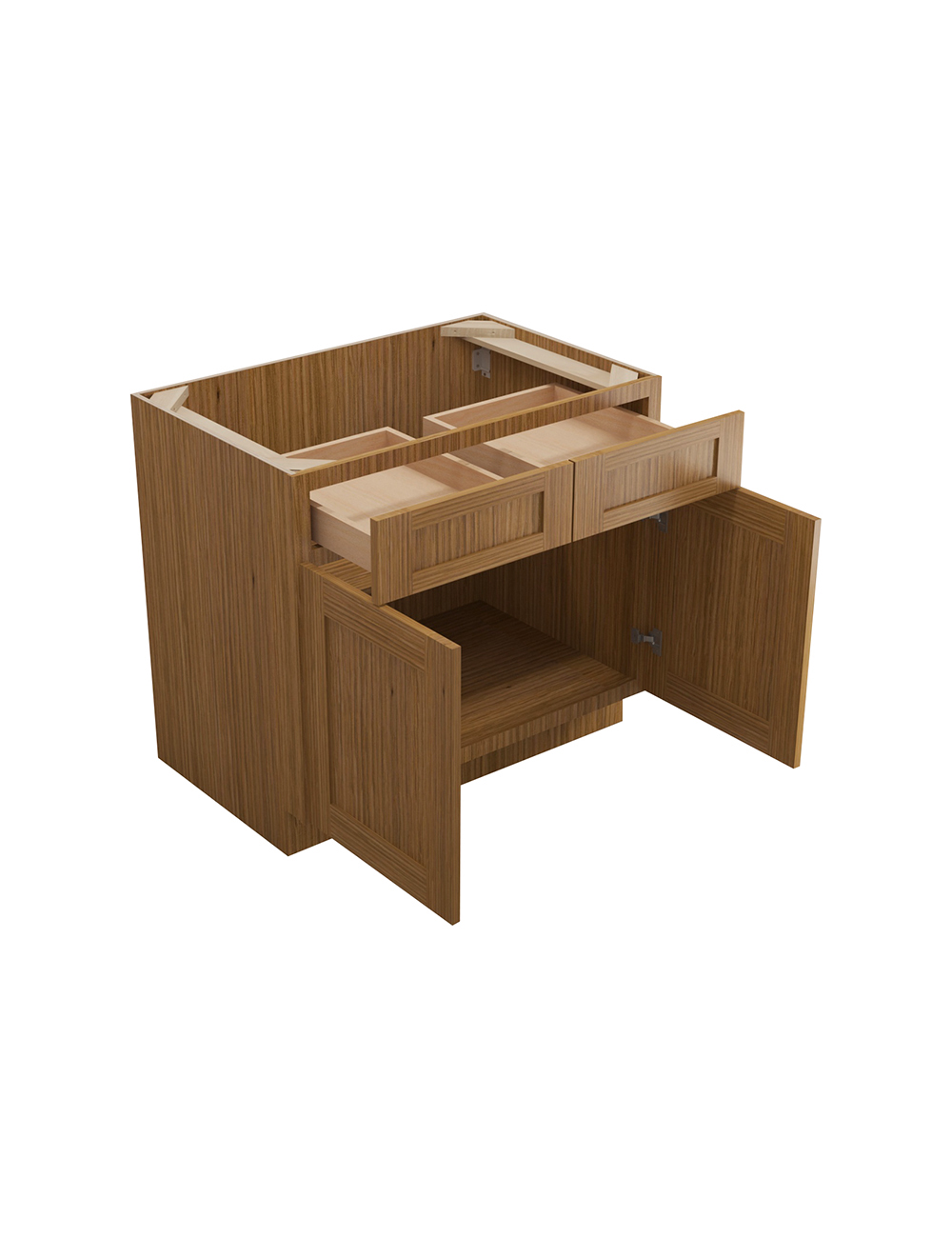 AR-B36B: Woodland Brown Shaker 36″ 2 Drawer 2 Door Base Cabinet