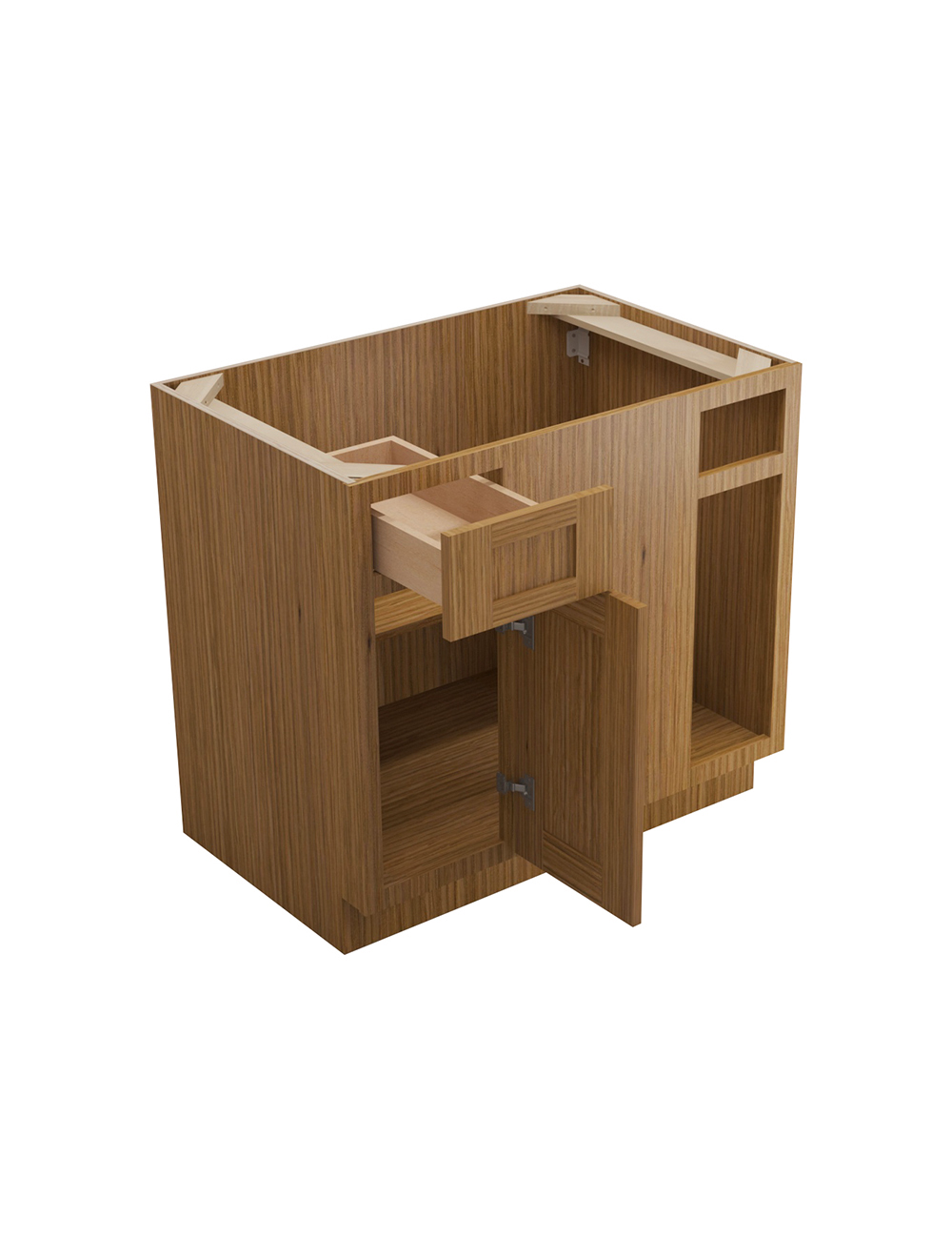 AR-BBLC39/42-36″ W: Woodland Brown Shaker 39″ 1 Drawer 1 Door Blind Corner Base Cabinet