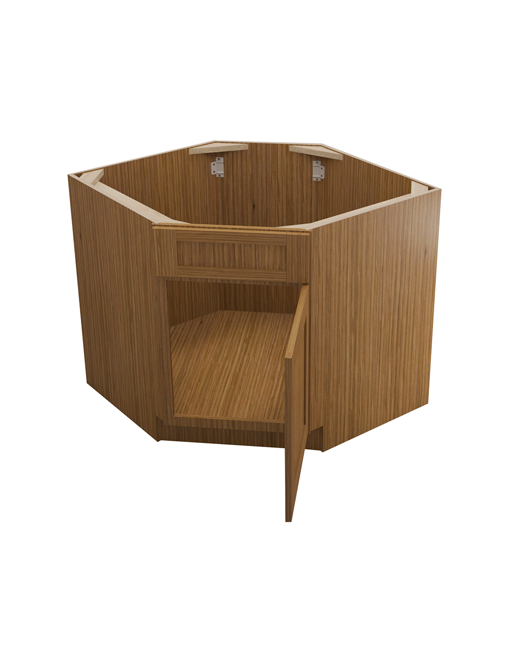 AR-BDCF36: Woodland Brown Shaker 36″ 1 Door Diagonal Corner Sink Base Cabinet