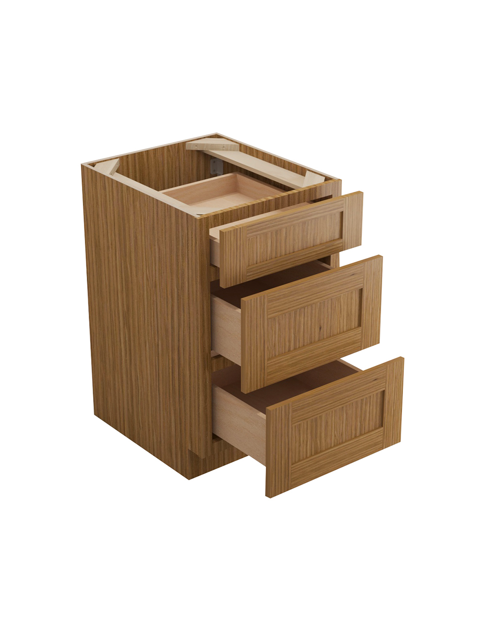 AR-DB21(3): Woodland Brown Shaker 21″ 3 Drawer Base Cabinet