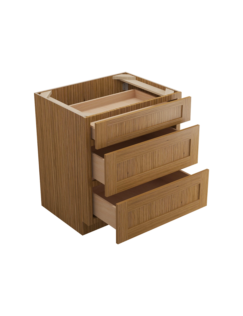 AR-DB30(3): Woodland Brown Shaker 30″ 3 Drawer Base Cabinet