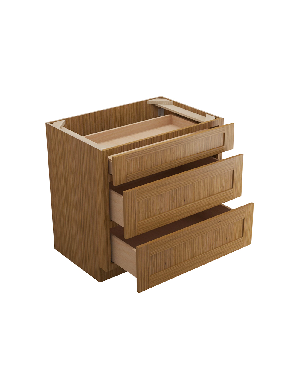 AR-DB36(3): Woodland Brown Shaker 36″ 3 Drawer Base Cabinet