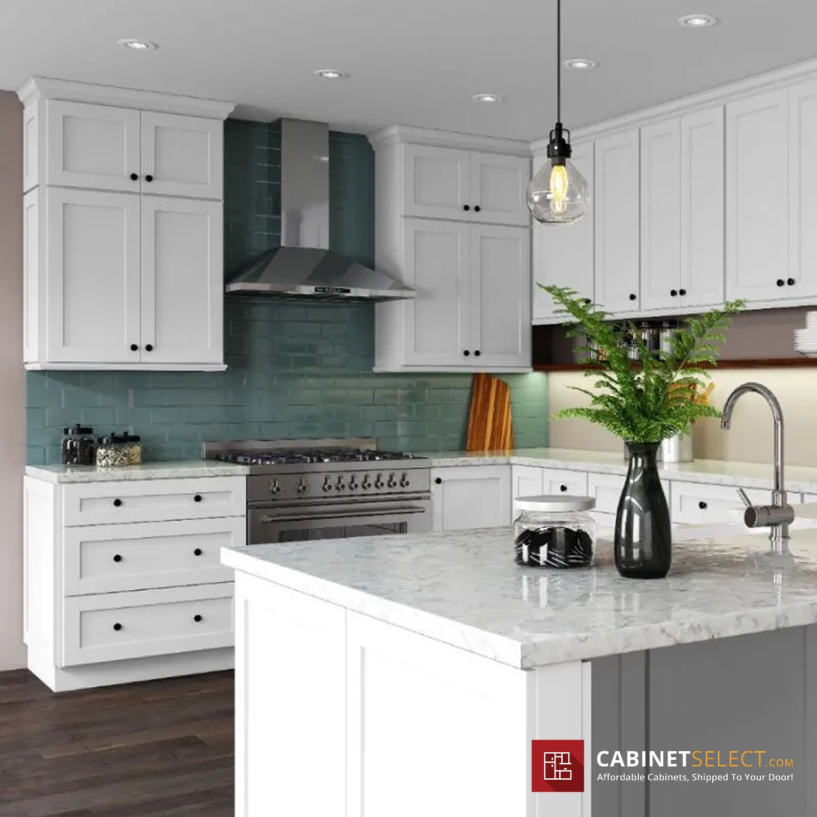 ice White Shaker Cabinets for small kitchen