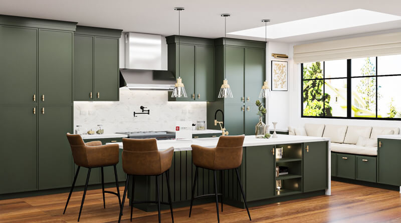 Fully Assembled Green Cabinets