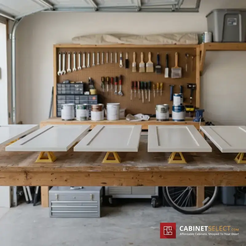 Painted Cabinet Doors Curing On Rack
