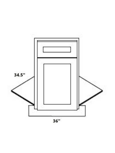 AW-BDCF36K-FL: Ice White Shaker 36″ 1 Door Diagonal Corner Sink Base Front