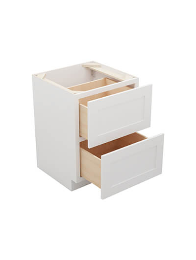 AW-2DB24: Ice White Shaker 24″ 2 Drawer Base Cabinet