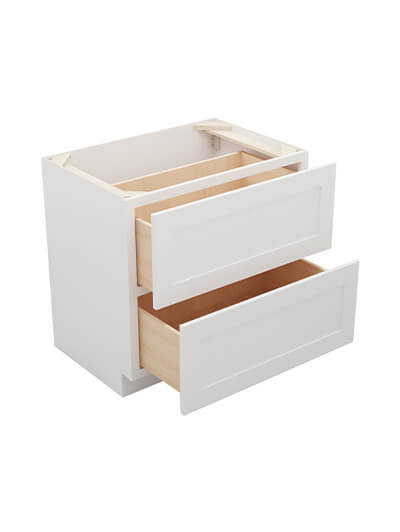 AW-2DB36: Ice White Shaker 36″ 2 Drawer Base Cabinet