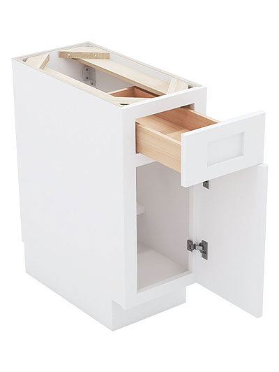 AW-B12: Ice White Shaker 12″ 1 Drawer 1 Door Base Cabinet