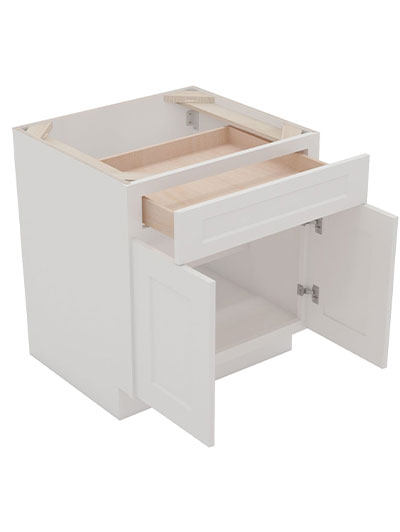 AW-B27B: Ice White Shaker 27″ 1 Drawer 2 Door Base Cabinet