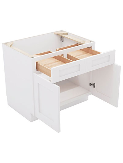 AW-B33B: Ice White Shaker 33″ 2 Drawer 2 Door Base Cabinet