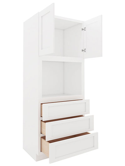 AW-OC3384B: Ice White Shaker 33″ 3 Drawer 2 Door Oven Cabinet
