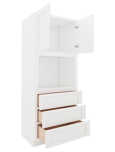 AW-OC3390B: Ice White Shaker 33″ 3 Drawer 2 Door Oven Cabinet