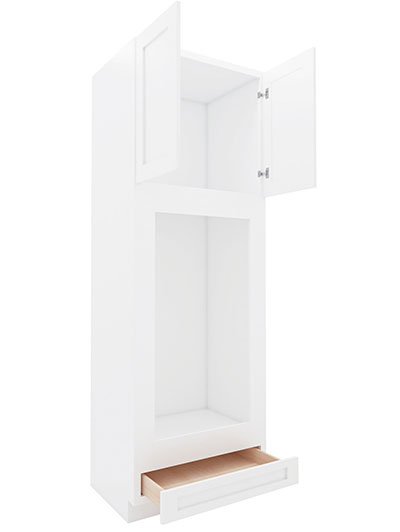 AW-OM3390B: Ice White Shaker 33″ 1 Drawer 2 Door Double Oven Cabinet