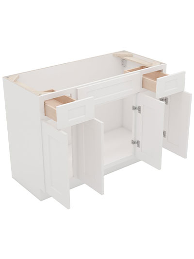 AW-S4821B12D-34-1/2″: Ice White Shaker 48″ Drawers (2) Vanity