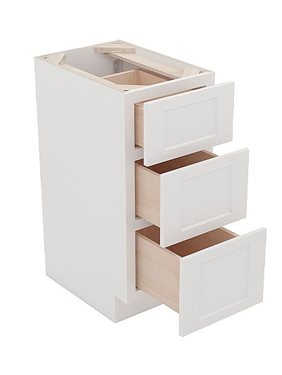 AW-SVB1221-34-1/2″: Ice White Shaker 12″ Three Drawer Base vanity