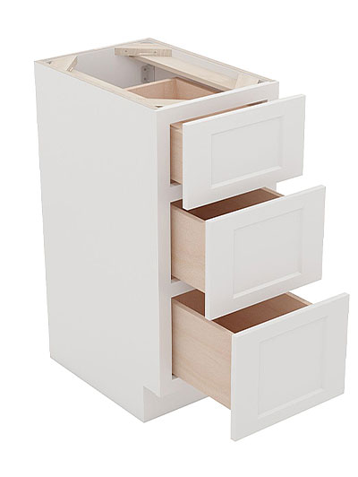 AW-SVB1821-34-1/2″: Ice White Shaker 18″ Three Drawer Base vanity