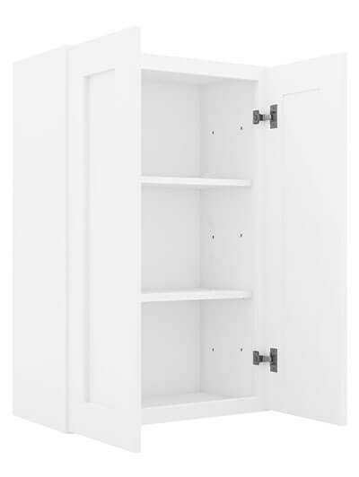 AW-W2436B: Ice White Shaker 24″ Double Door Wall Cabinet