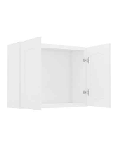 AW-W3024B: Ice White Shaker 30″ Double Door Bridge Wall Cabinet