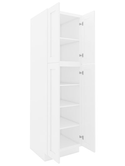 AW-WP2484B: Ice White Shaker 24″ 4 Door Pantry Cabinet
