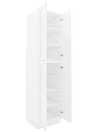 AW-WP2496B: Ice White Shaker 24″ 4 Door Pantry Cabinet