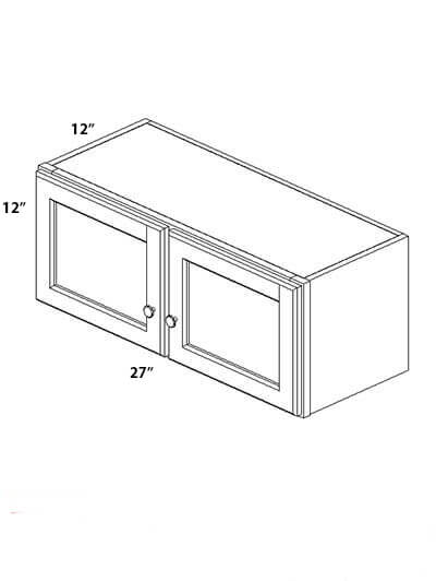 Ice White Shaker 27 in. W x 12 in. D x 12 in. H Double Door Bridge Wall Cabinet