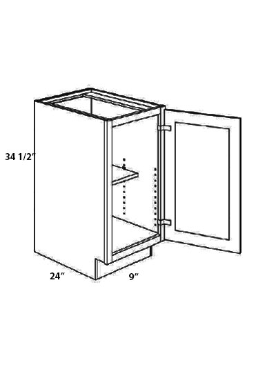 AW-FB09: Ice White Shaker 9″ Full Height Base Cabinet